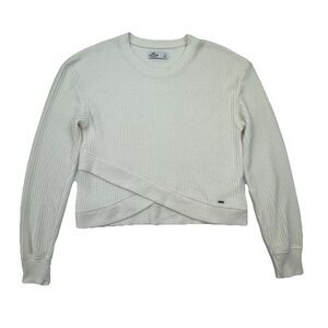 Hollister Women’s Waffle Knit Sweater Ivory Size Small Long Sleeve Criss Cross